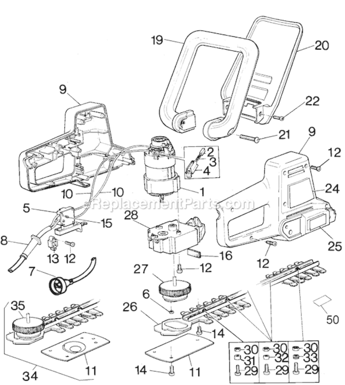 Page A Diagram and Parts List for HT120 Type 1 Black and Decker Hedge Trimmer